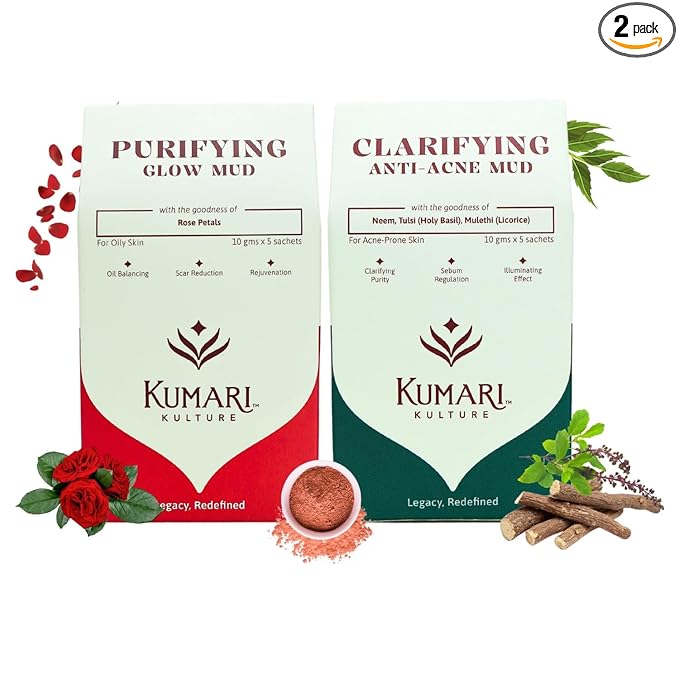 Purifying Glow Mud & Clarifying Anti-Acne Mud Face Pack Combo
