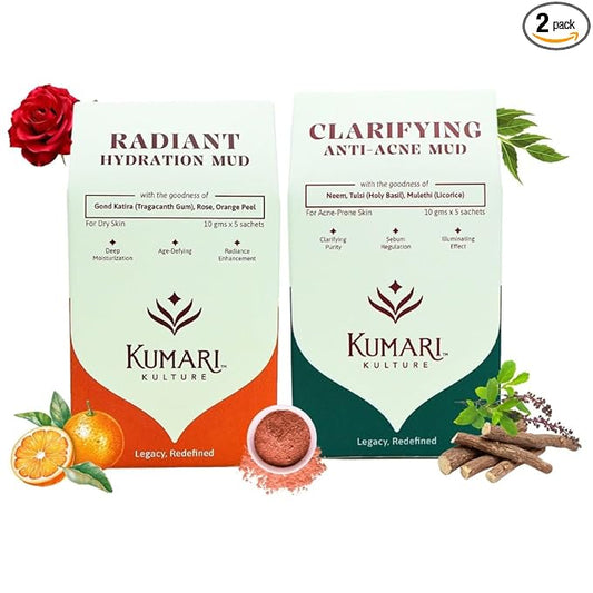 Radiant Hydration Mud & Clarifying Anti-Acne Mud Face Pack Combo