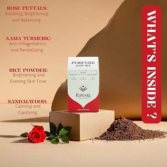 Mud Face Pack Trio, Purifying Glow Mud with Rose Petals, Clarifying Anti-Acne Mud